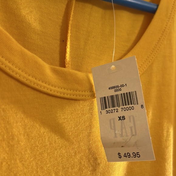 GAP gold yellow midi dress with ruffle sleeve and scoop neck - Picture 2 of 6